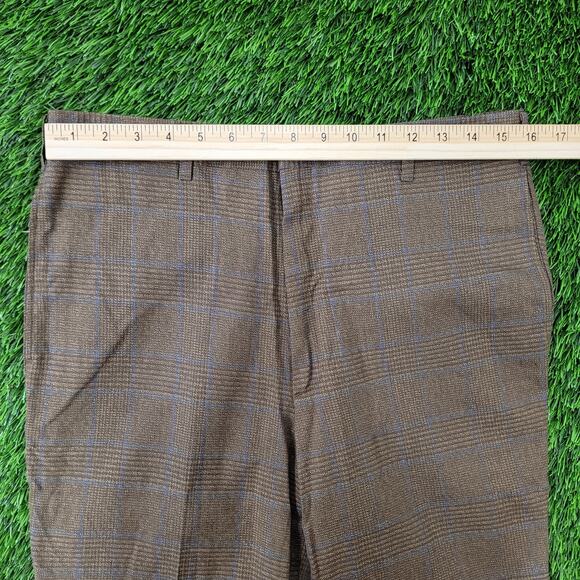 Vintage 80s MOD Polyester Check Pants 32x27 Textured Brown - Picture 15 of 16